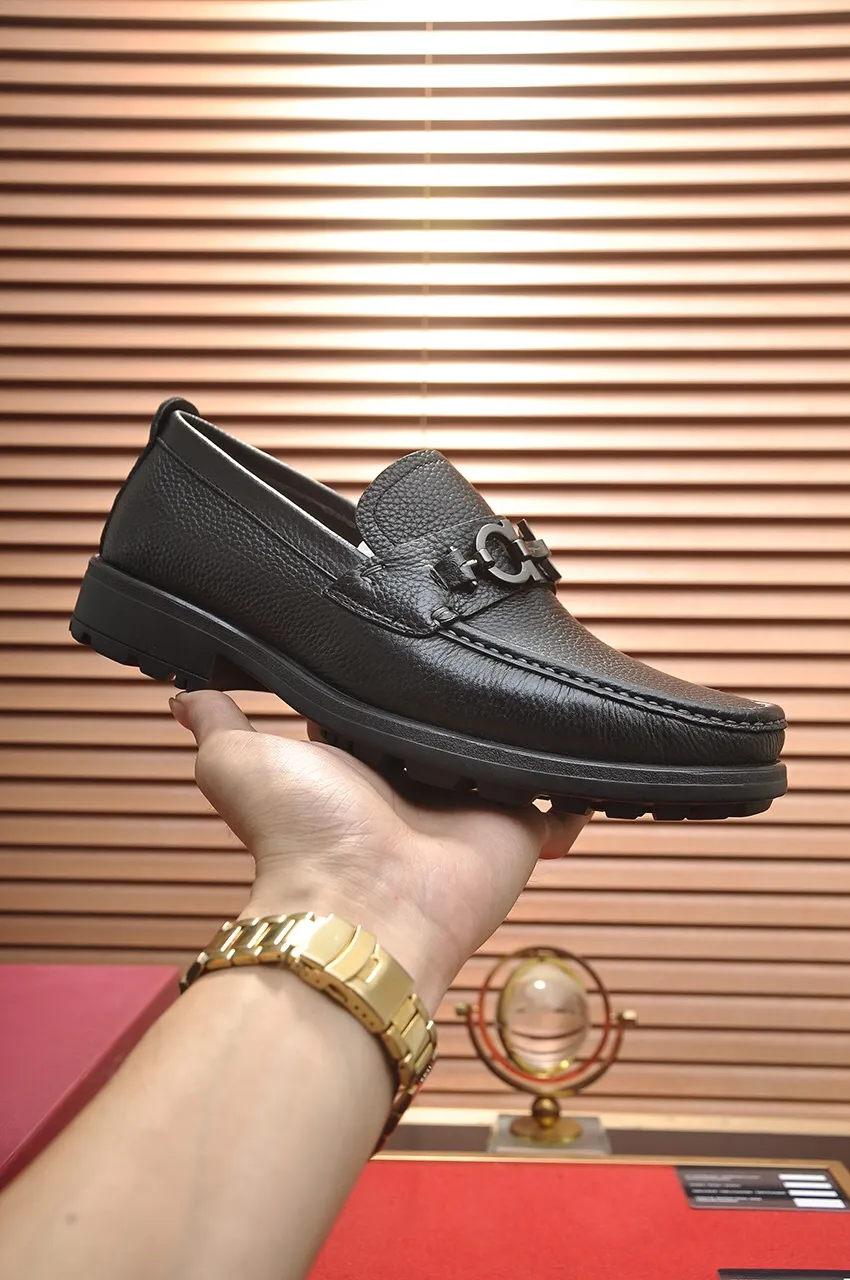 Men's shoes 💰500💶[Ferragamo/Ferragamo] The latest model in the counter. Original imported open-sided high-quality cowhide hand-woven + imported 🐂 cowhide + original luxury metal buckle + original combination outsole. Comparison without pressure 38--44🎉